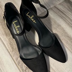 Lulu's, Black, Velvet, Closed Toe, Block Heel Shoes, Size 8.5